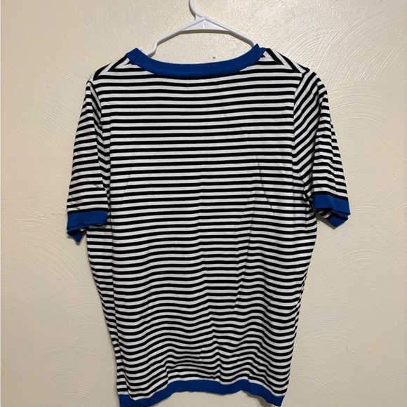 Stylish Black and Blue Striped Women's Blouse - Picture 8 of 8